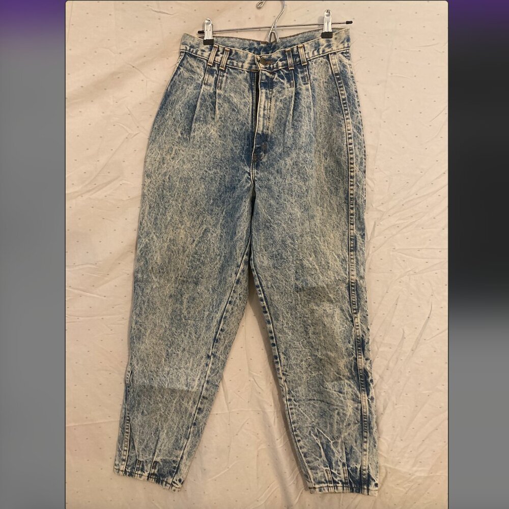 Vintage Acid Wash Jeans with Pleats